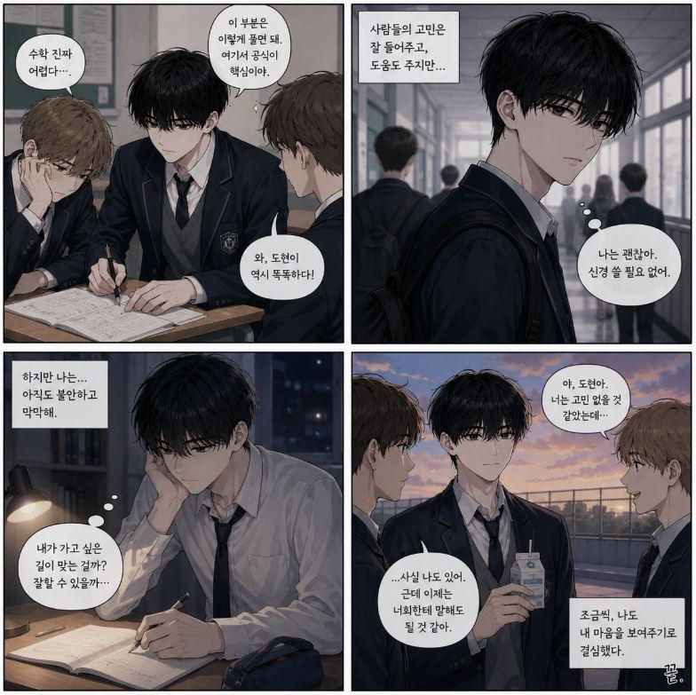 인공지능 4컷 만화 만들기 결과물 예시